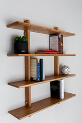 Jut Timber Mounted Display Shelf - Four Tiers