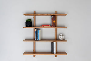 Jut Timber Mounted Display Shelf - Four Tiers