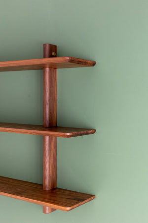 Jut Timber Mounted Display Shelf - Three Tiers