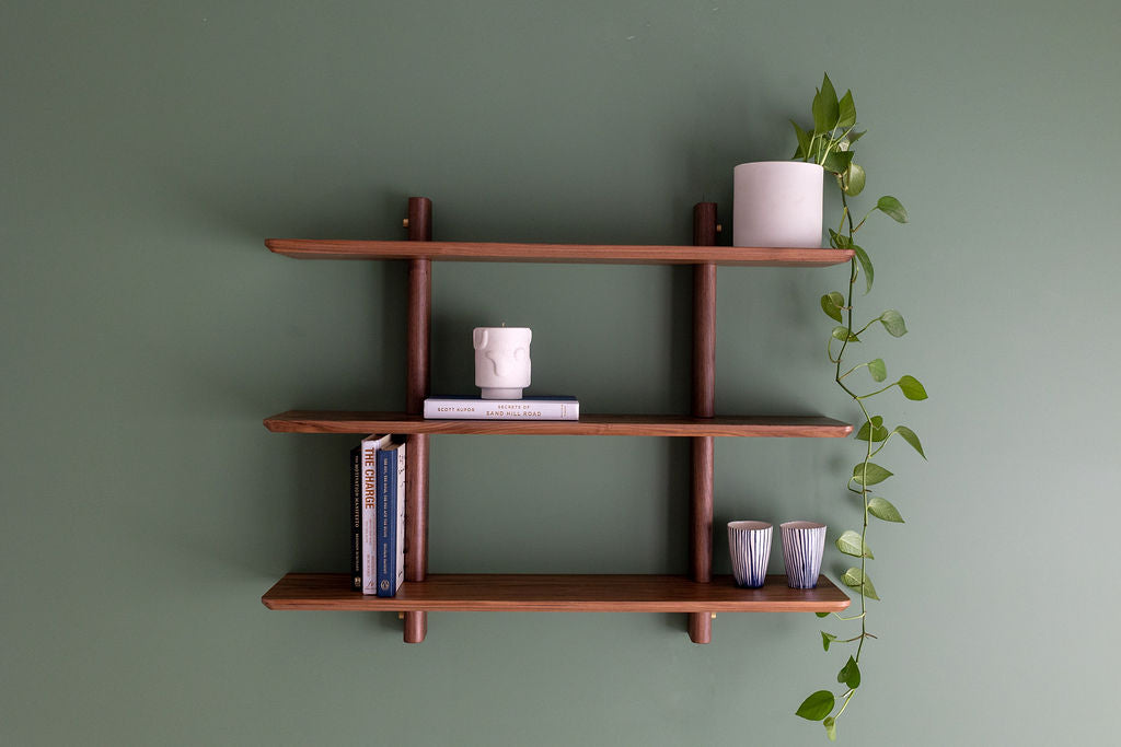 Jut Timber Mounted Display Shelf - Three Tiers